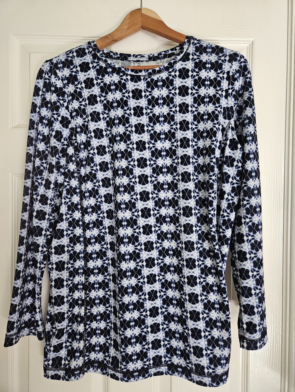 J Jill FIT Tie-Dye Long Sleeve Tee Blue White NWOT - MEDIUM $69